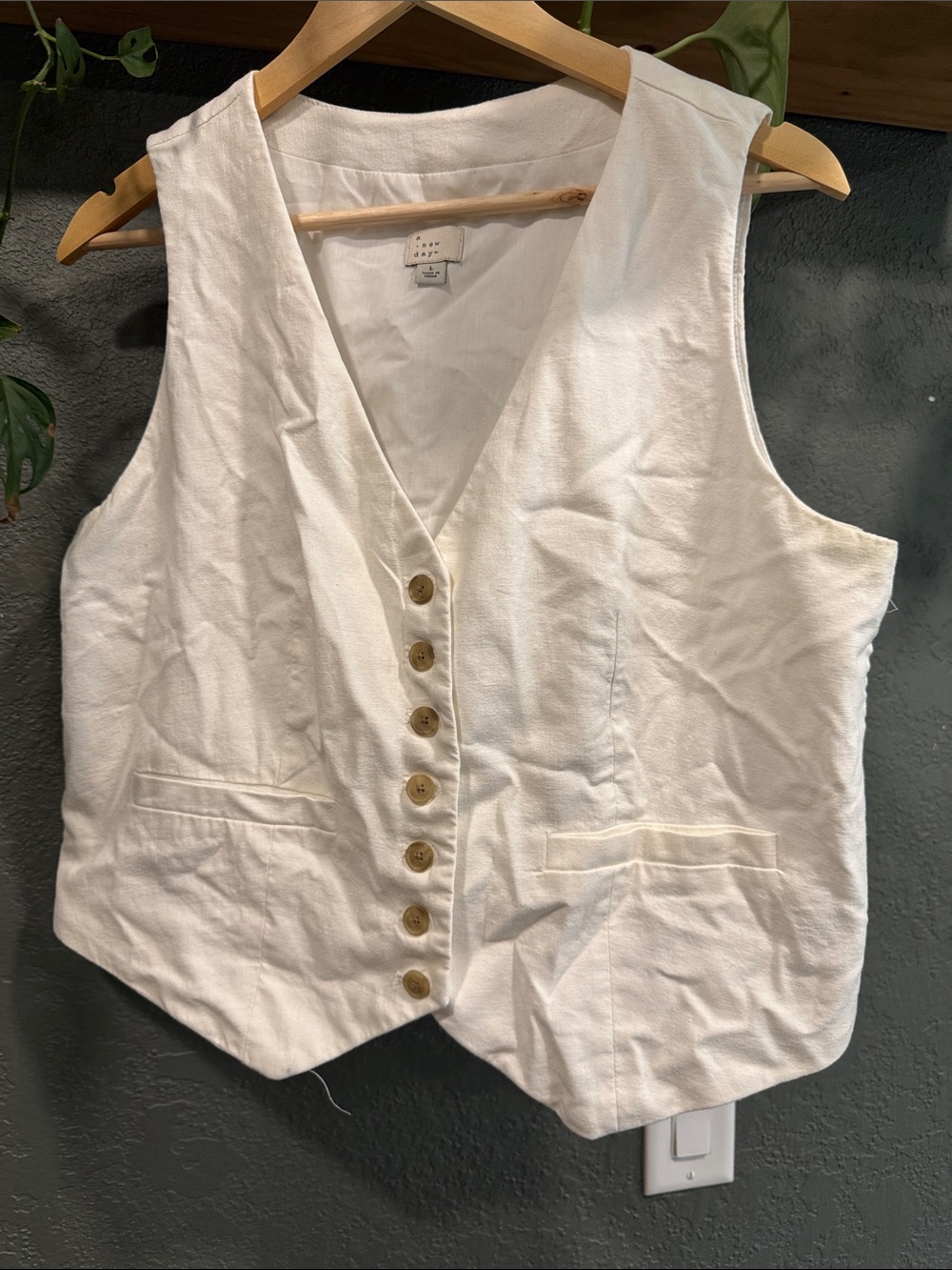 a new day Cream Button-Front Vest